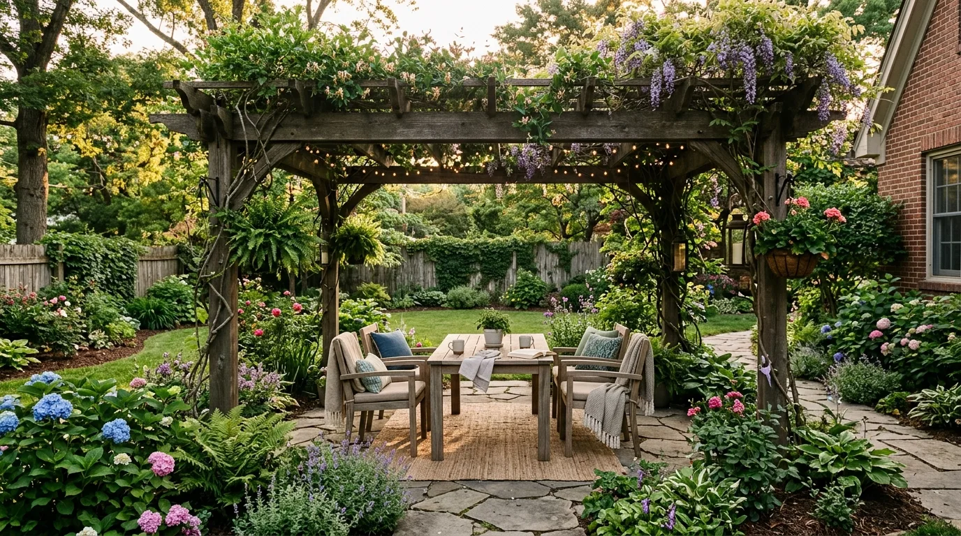 Backyard Layout With Repeated Materials